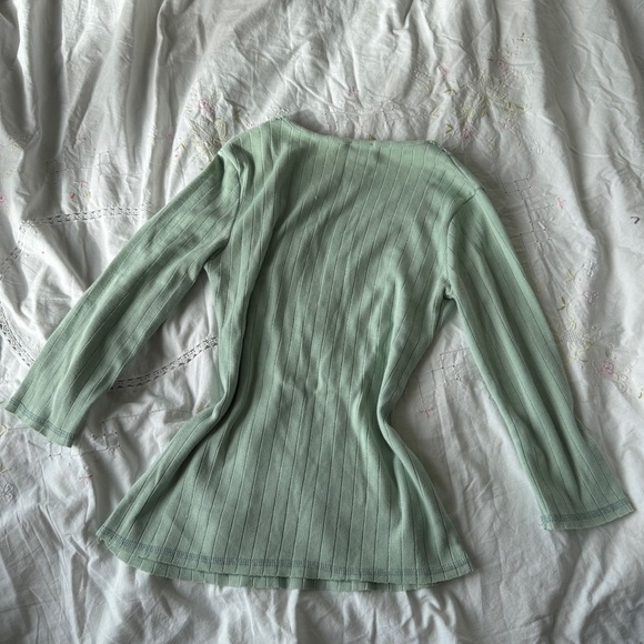 ⚠️❌SOLD❌⚠️Morgan De Toi Y2K Mint Green Lace Trim Ribbed Knit Top T1 (Fits S–L) - Picture 8 of 12